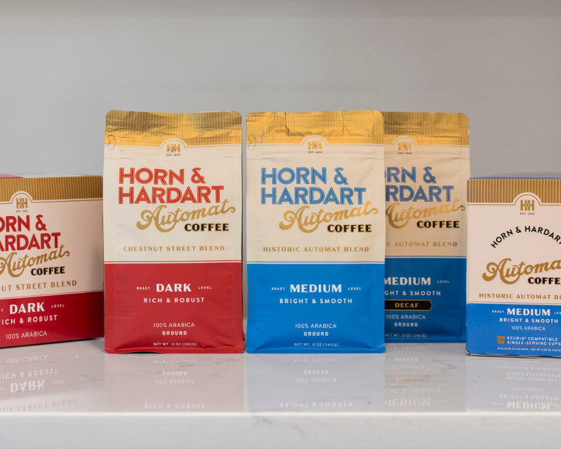 Horn & Hardart coffee packages on a shelf