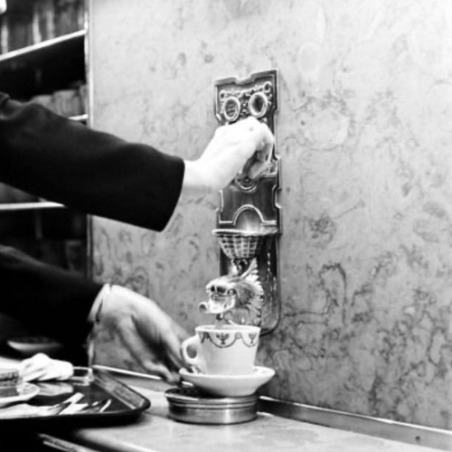 Pouring Coffee from a Horn and Hardart Dolphin Spout