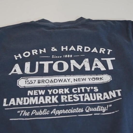 Broadway Automat Tshirt showing the front side and back. 