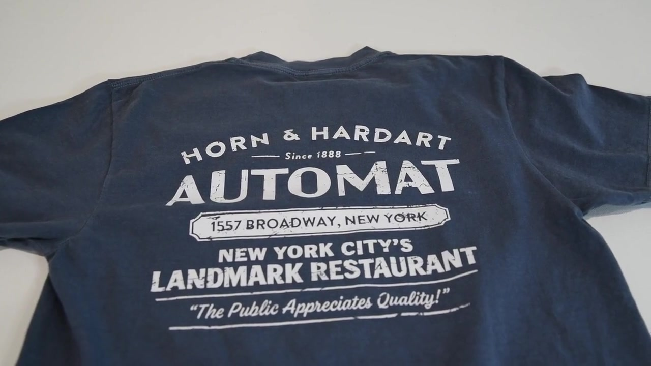 Broadway Automat Tshirt showing the front side and back. 