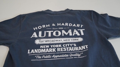 Broadway Automat Tshirt showing the front side and back. 
