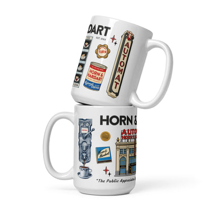 Two Horn and Hardart Mugs stacked on top of each other.